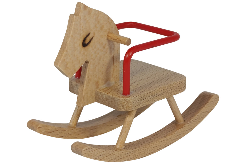 Anne Krebs Miniatur Schaukelpferd aus Holz und Metall