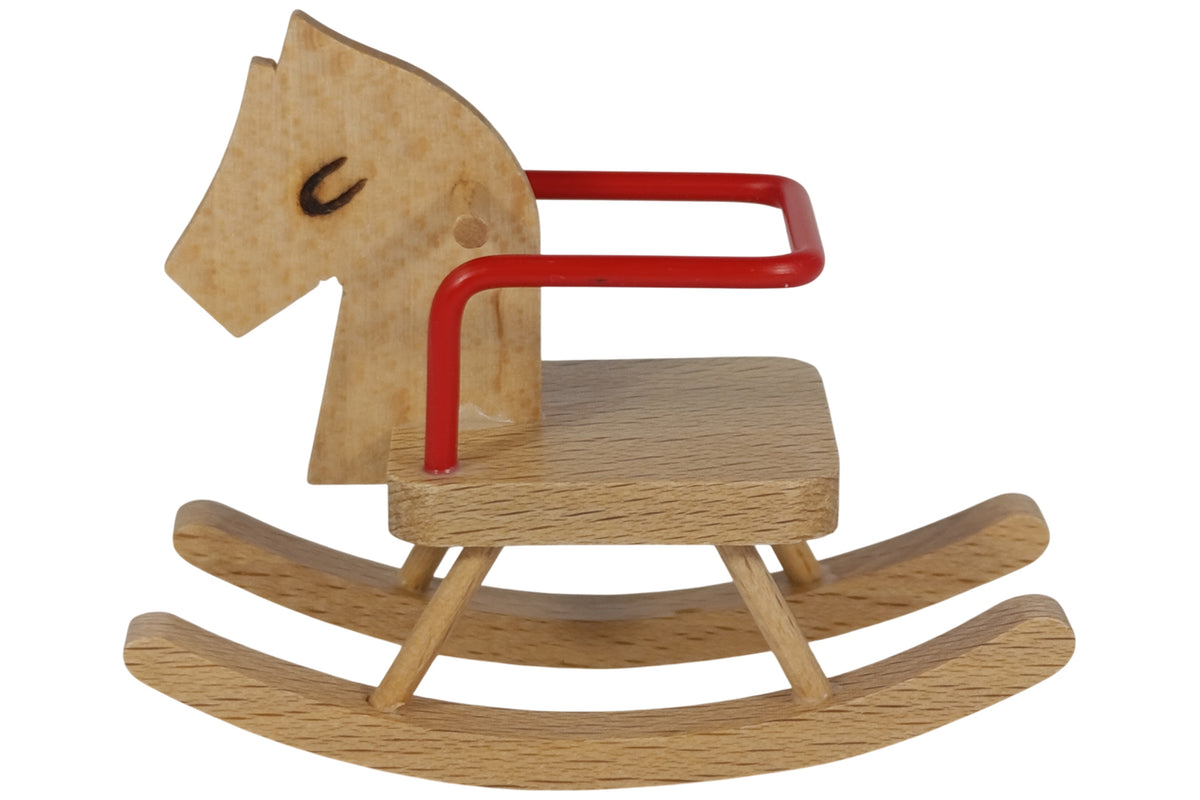 Anne Krebs Miniatur Schaukelpferd aus Holz und Metall