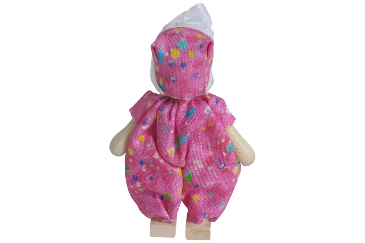Anne Krebs Miniatur Puppe Baby, Strampelanzug rosa