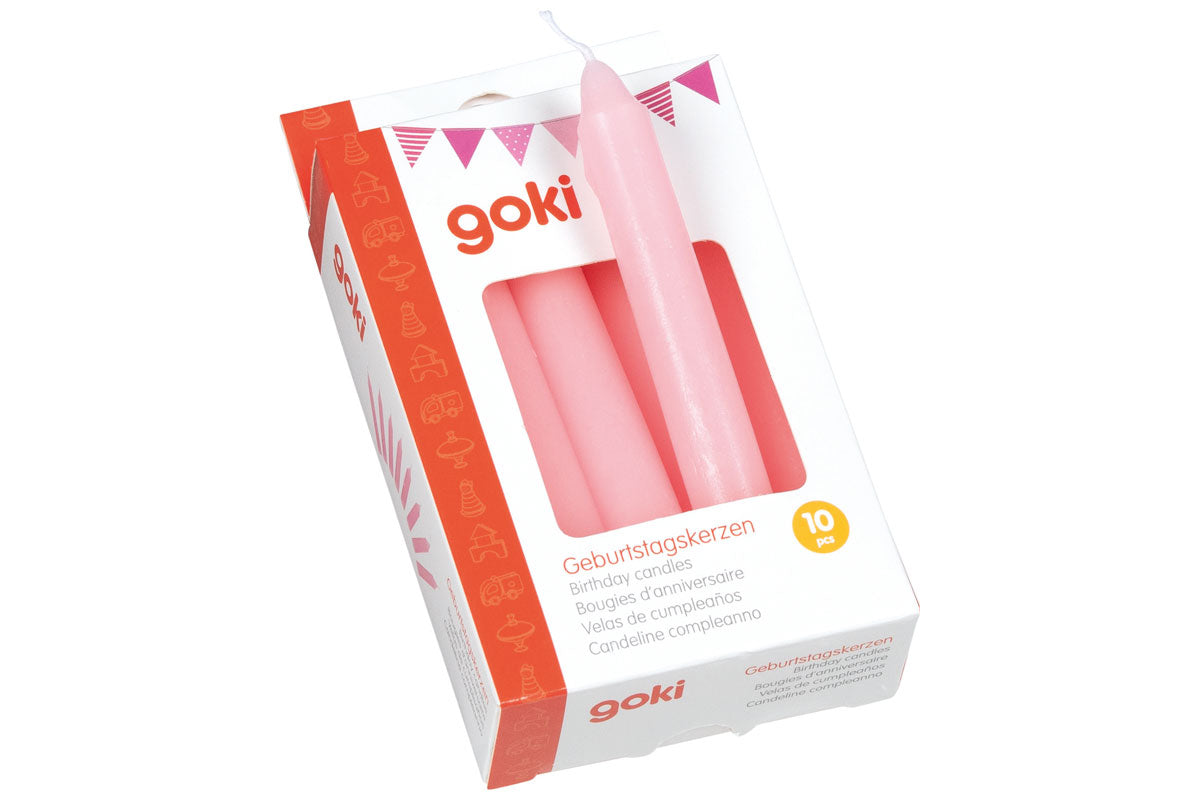 Bougies d'anniversaire Goki, lot de 10, roses