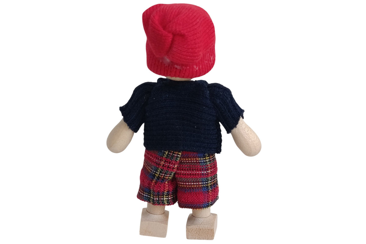 Anne Krebs Miniatur Puppe Junge, Beany rot