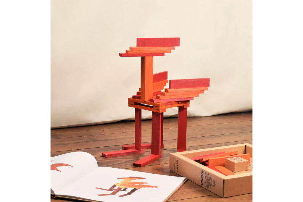 KAPLA Livre et Boîte de Couleurs orange rouge avec livre