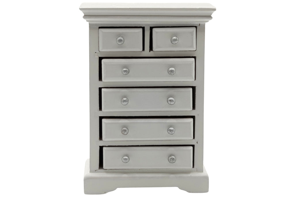 Dolls House 2765 Commode Blanc Avec 6 Tiroirs 1:12 pour Maison de Poupée Neuf !