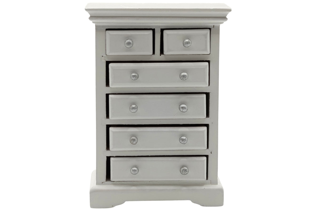 Dolls House 2765 Commode Blanc Avec 6 Tiroirs 1:12 pour Maison de Poupée Neuf !