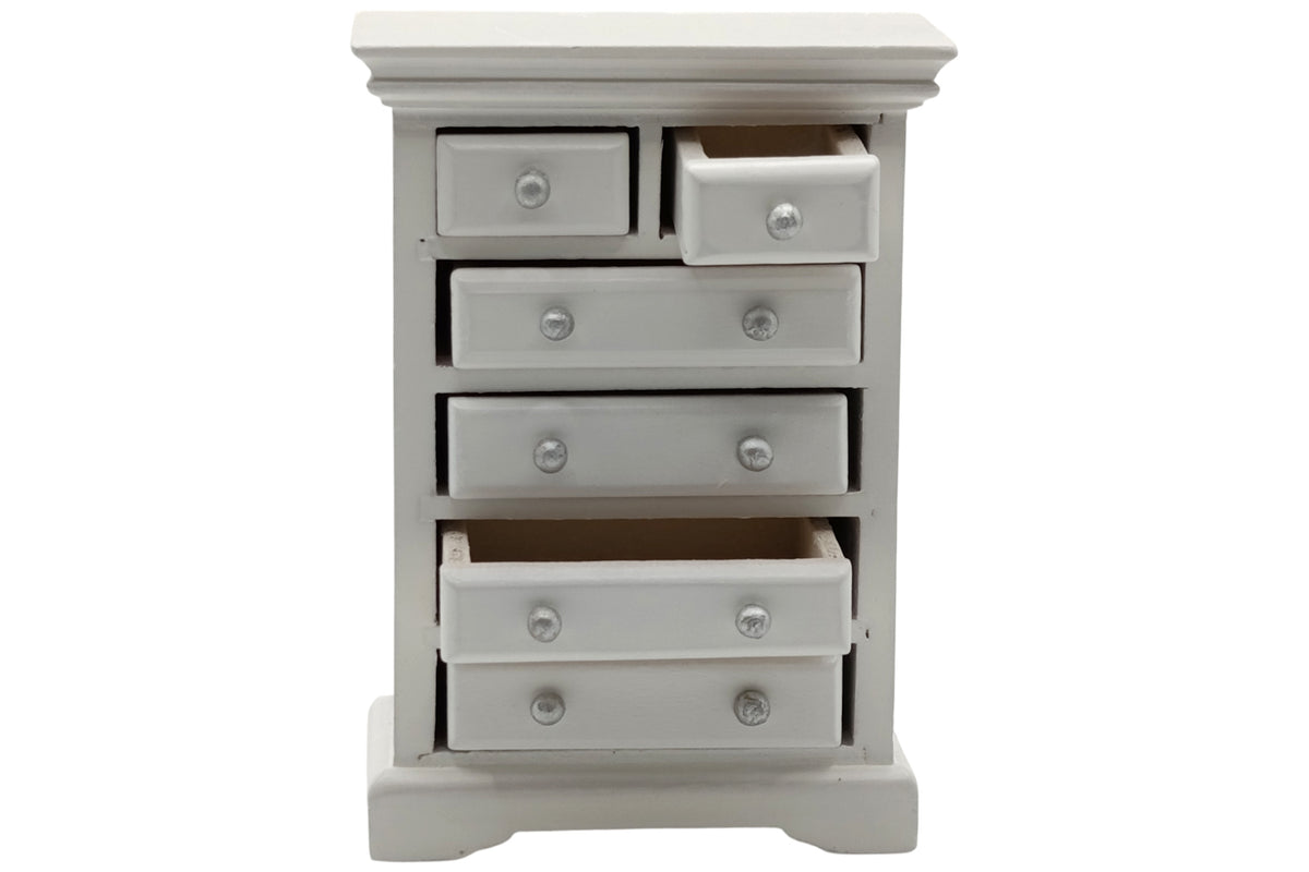 Dolls House 2765 Commode Blanc Avec 6 Tiroirs 1:12 pour Maison de Poupée Neuf !