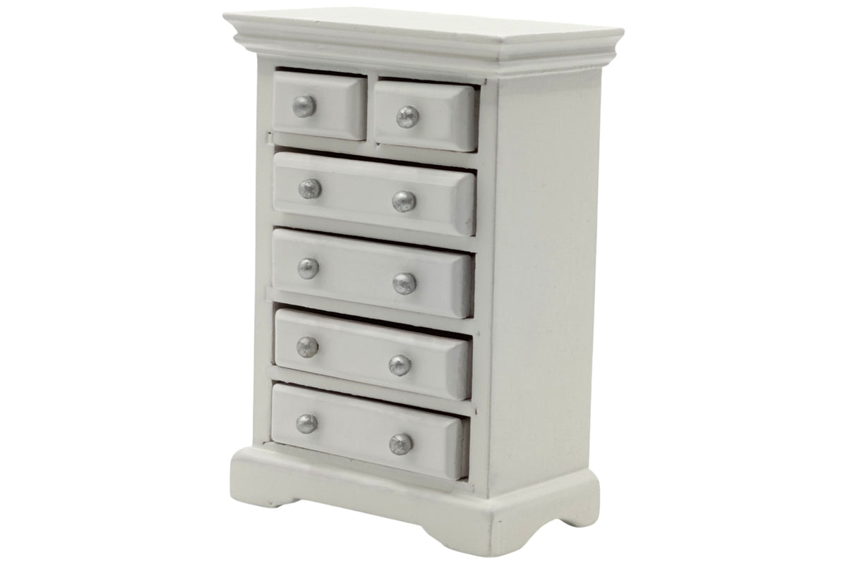 Dolls House 2765 Commode Blanc Avec 6 Tiroirs 1:12 pour Maison de Poupée Neuf !