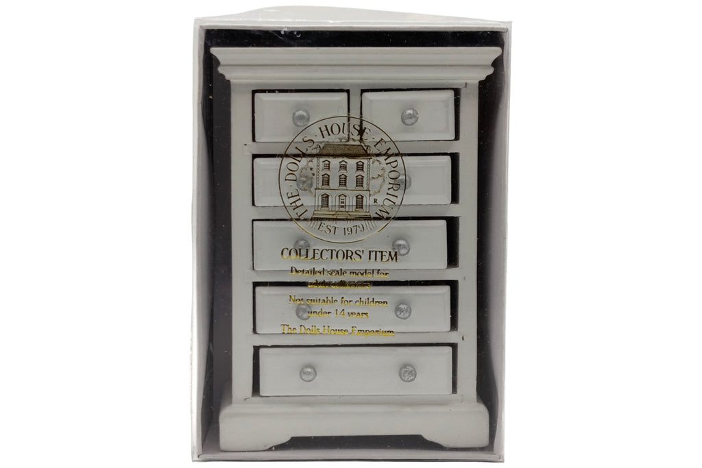 Dolls House 2765 Commode Blanc Avec 6 Tiroirs 1:12 pour Maison de Poupée Neuf !