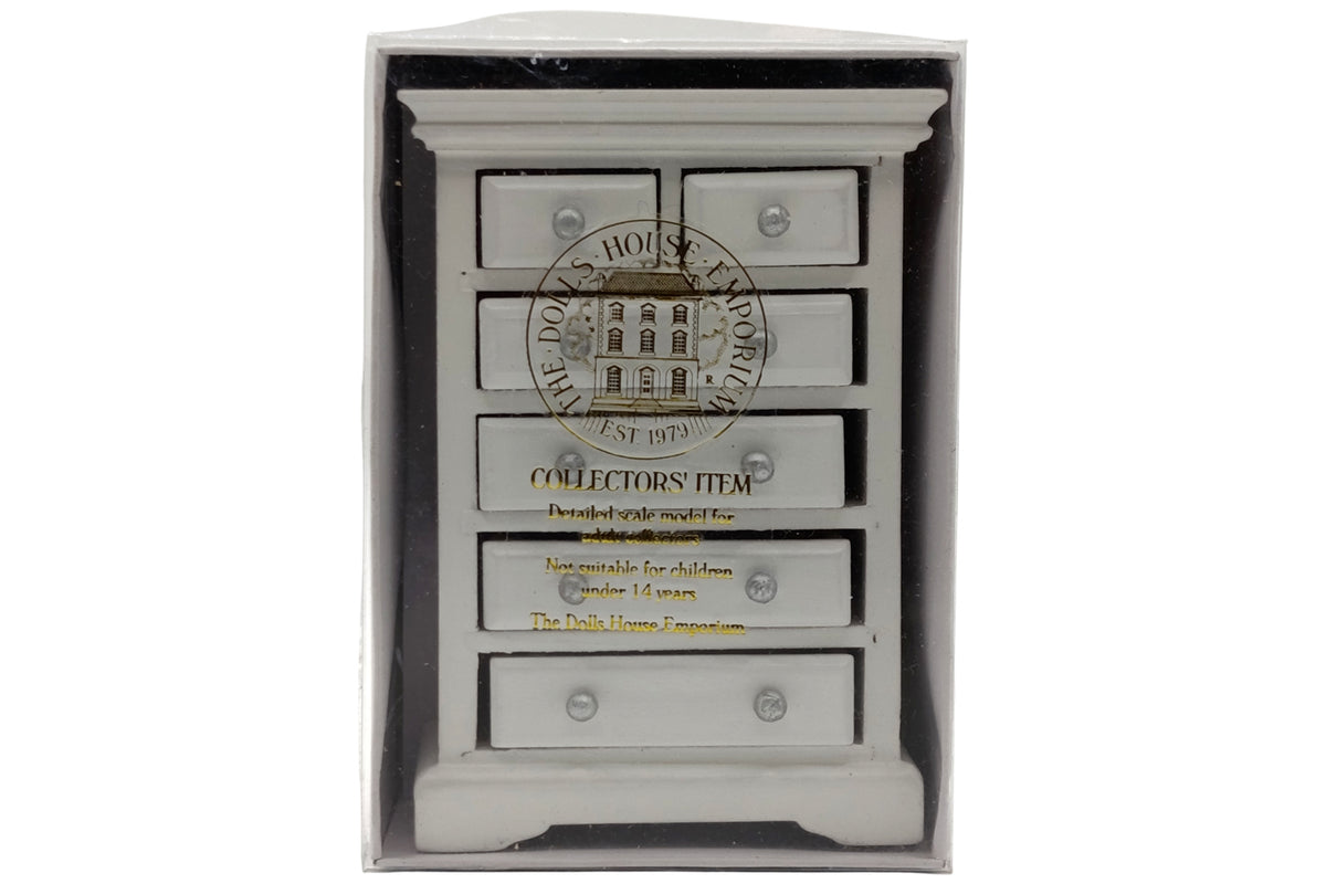 Dolls House 2765 Commode Blanc Avec 6 Tiroirs 1:12 pour Maison de Poupée Neuf !