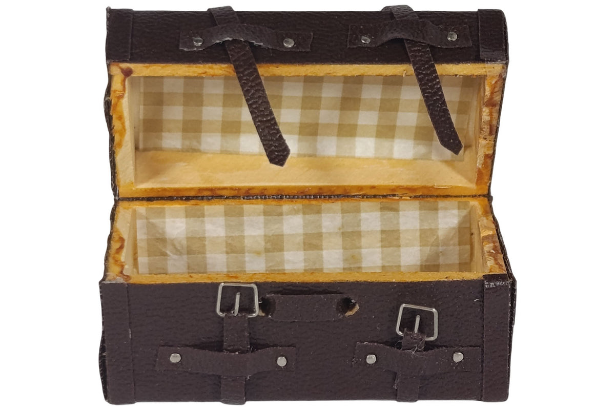Dolls House 3252 Coffre En Marron Valise Cuir 1:12 pour Maison de Poupée Neuf !#