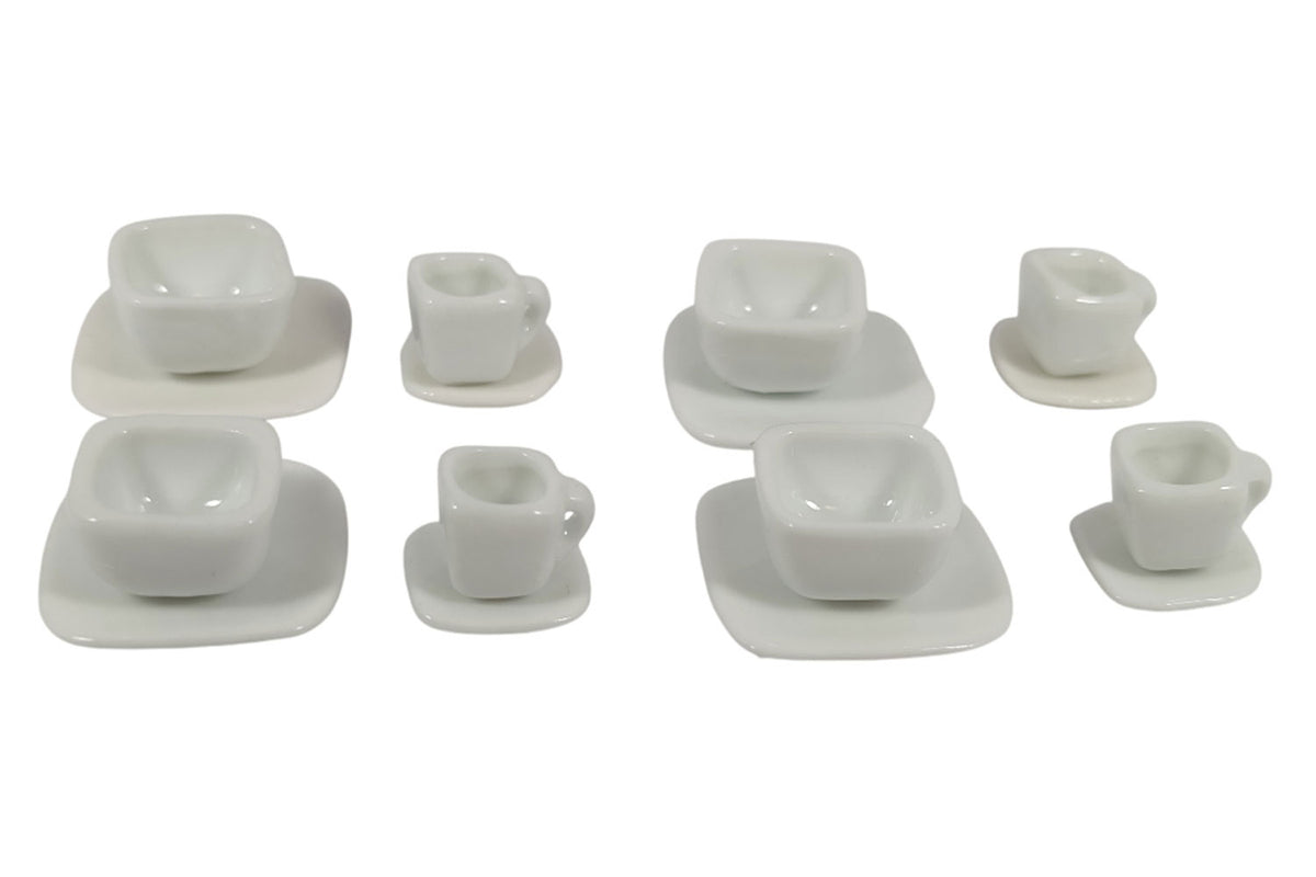 Dolls House Miniatur Geschirr-Set weiss (16-tlg.)