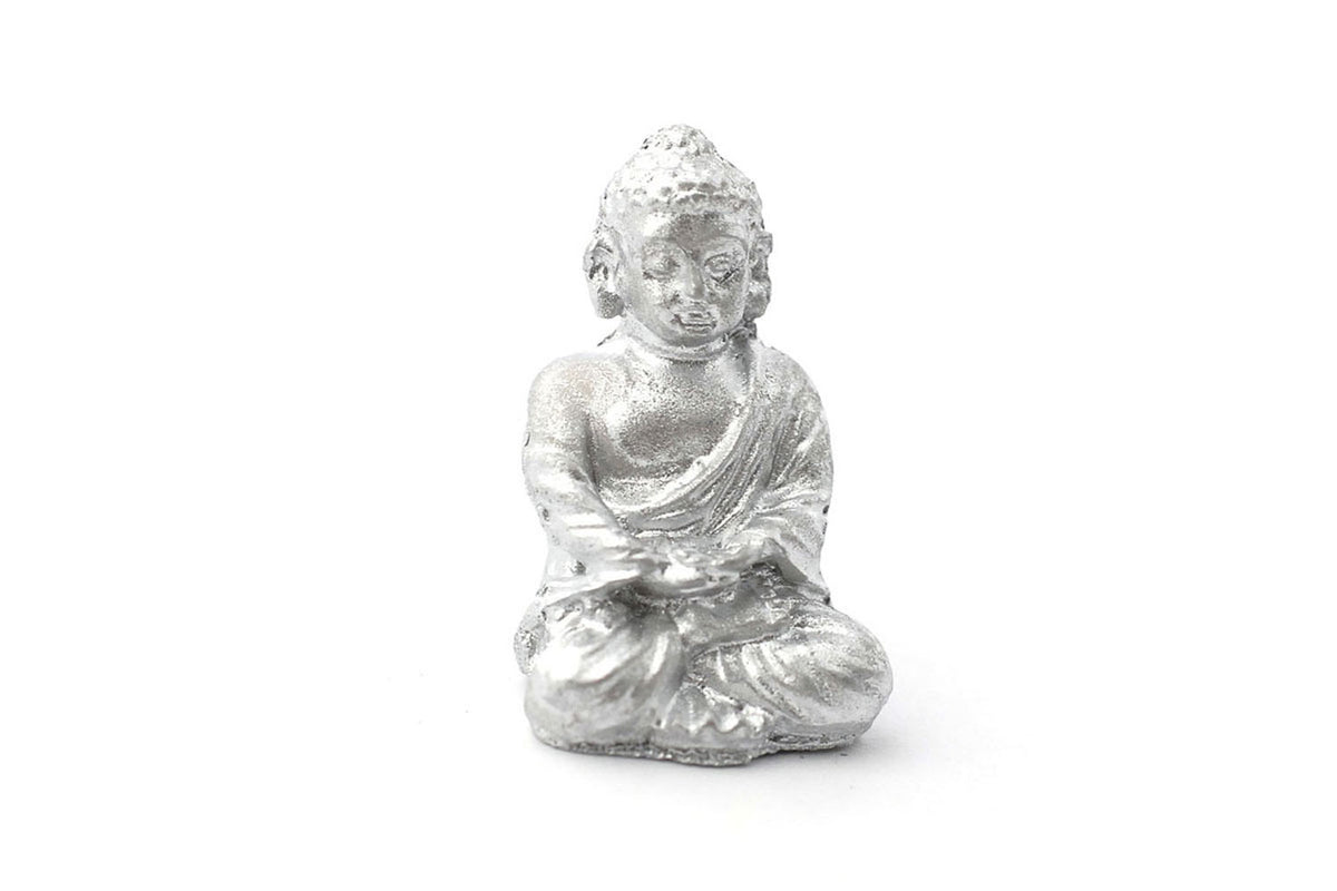 Dolls House Miniatur Statue Buddha Ornament silber