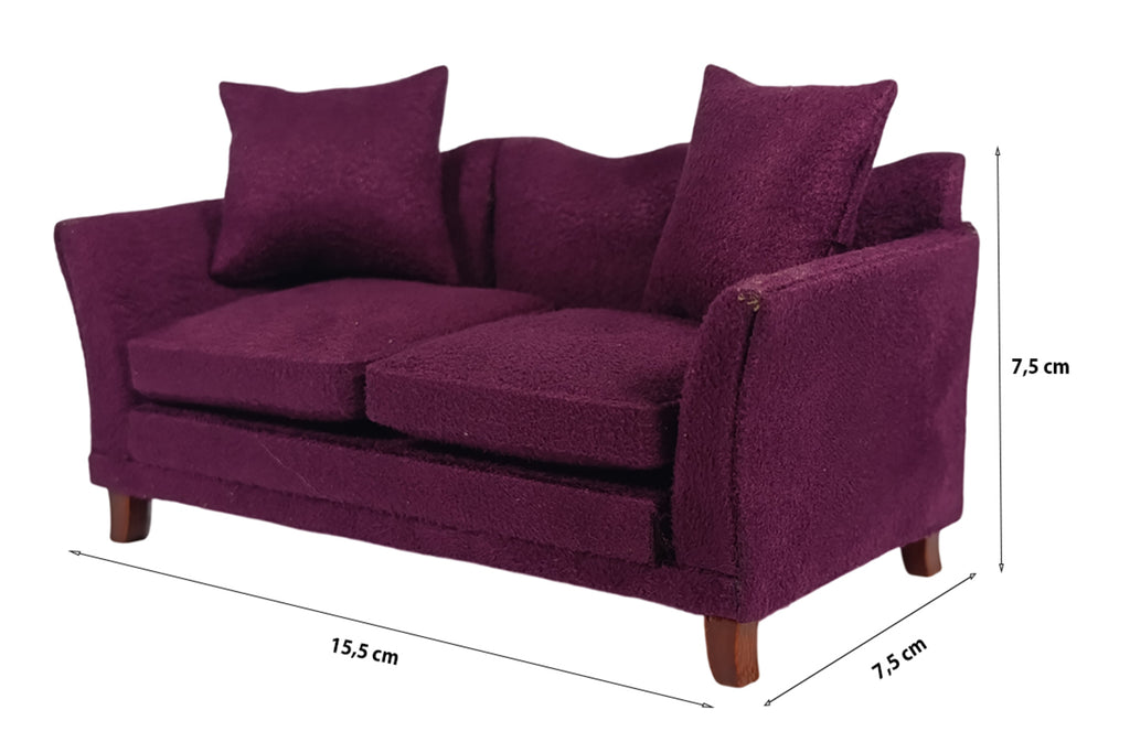 Dolls House Miniatur Sofa mit Stoffbezug lila