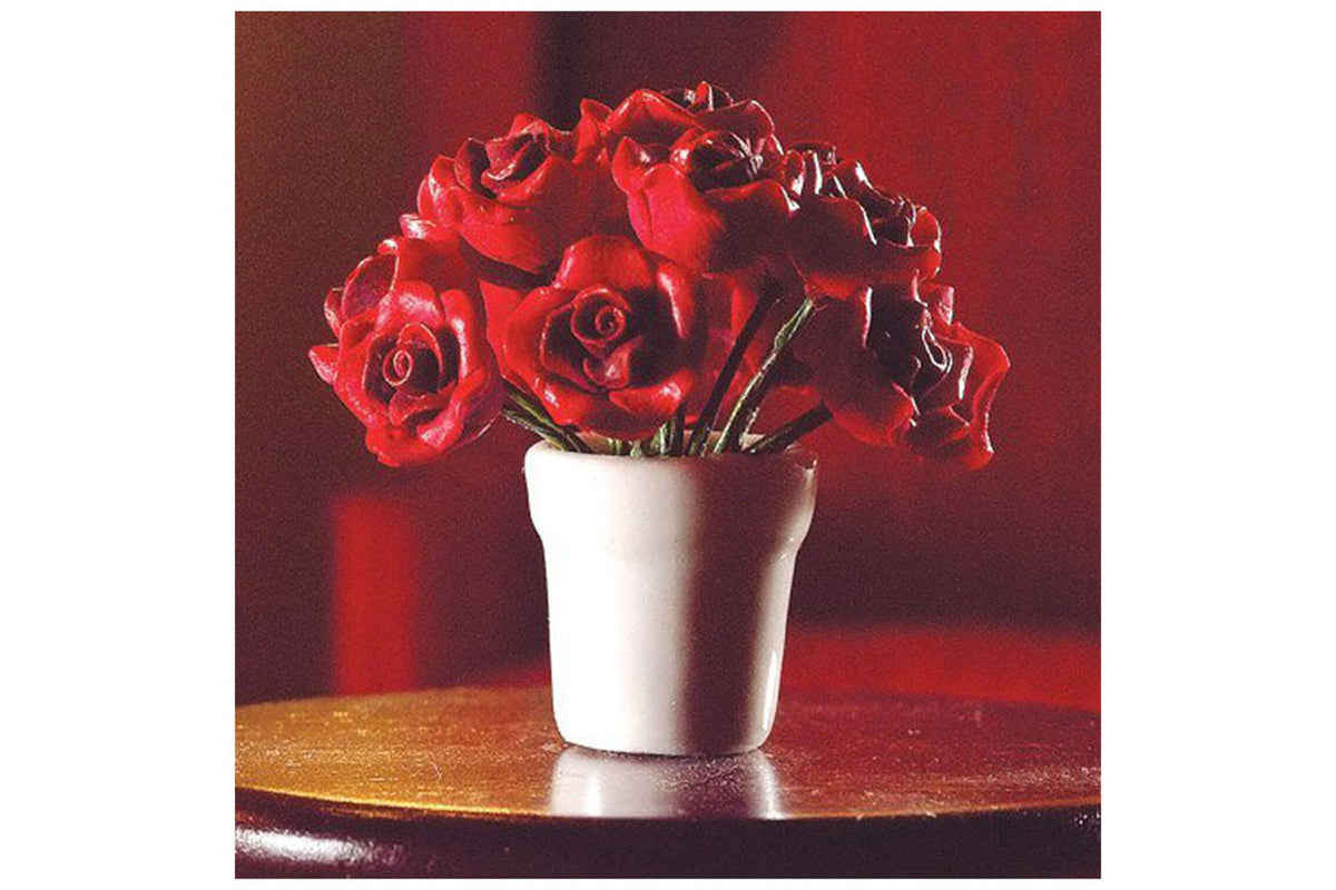 Dolls House Miniatur Rosen rot in der Vase
