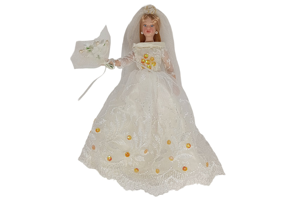 Dolls House Miniatur Puppe Grace im Brautkleid ca. 15 cm hoch
