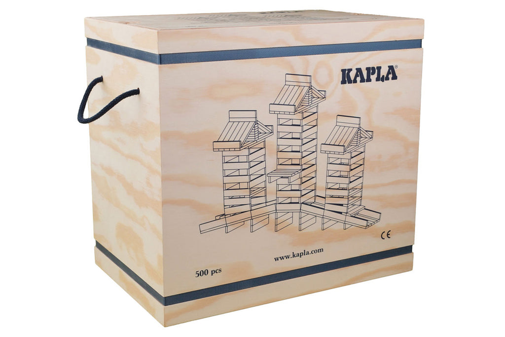 Boîte de 500 pièces de blocs de construction KAPLA, finition naturelle