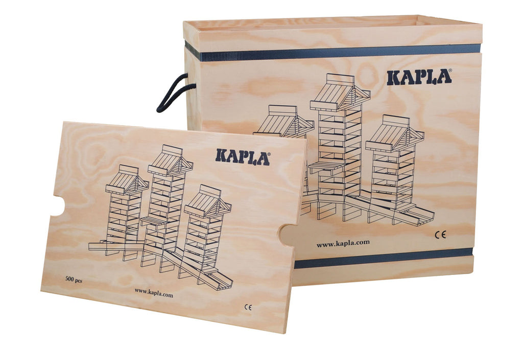 Boîte de 500 pièces de blocs de construction KAPLA, finition naturelle