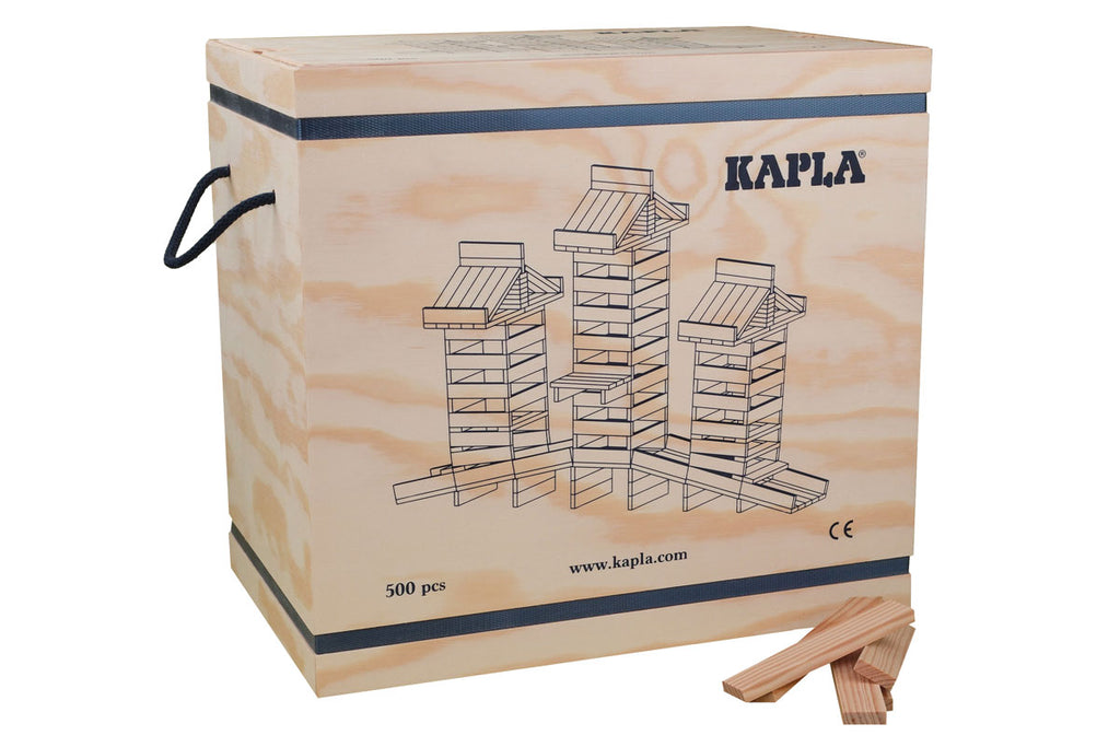 Boîte de 500 pièces de blocs de construction KAPLA, finition naturelle