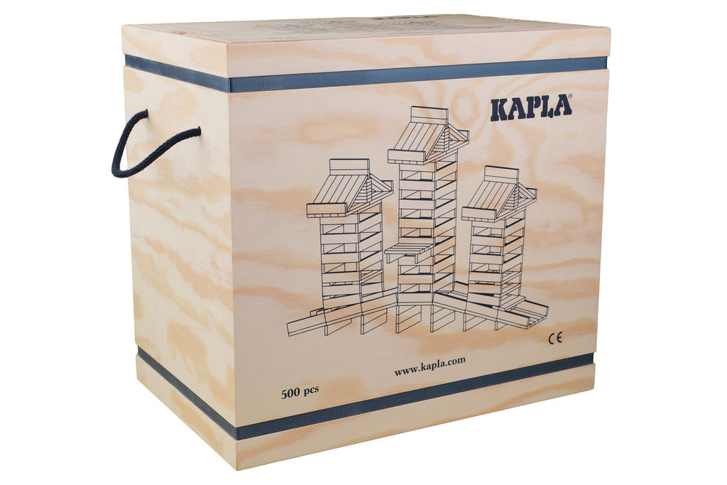 Boîte de 500 pièces de blocs de construction KAPLA, finition naturelle