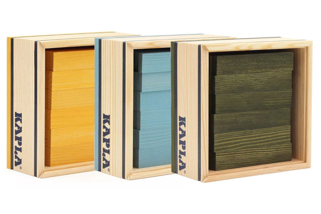 Boîte KAPLA 3 x 40 pièces, bleu clair, vert, jaune