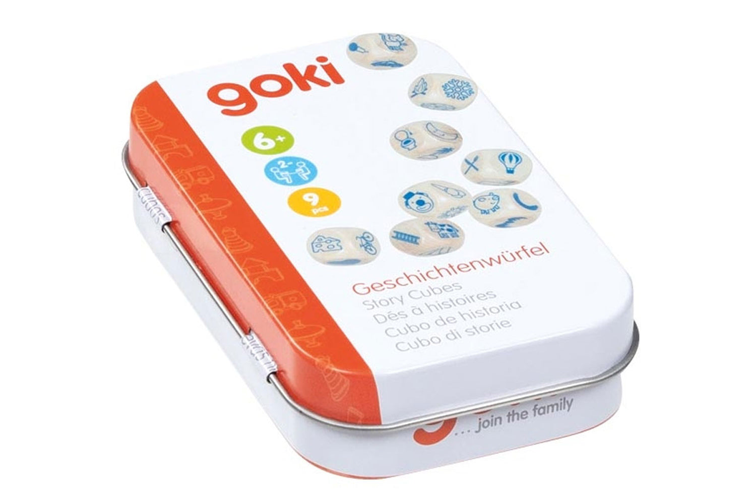 goki Geschichtenwürfel in Blechdose