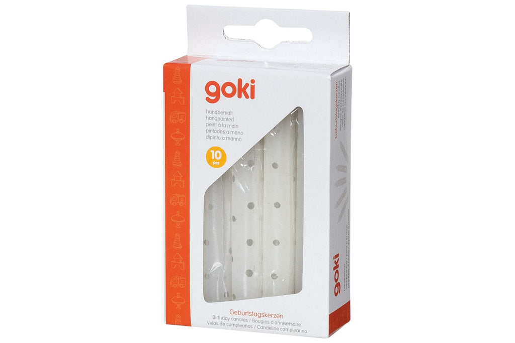 Bougies d'anniversaire Goki, lot de 10, à pois gris