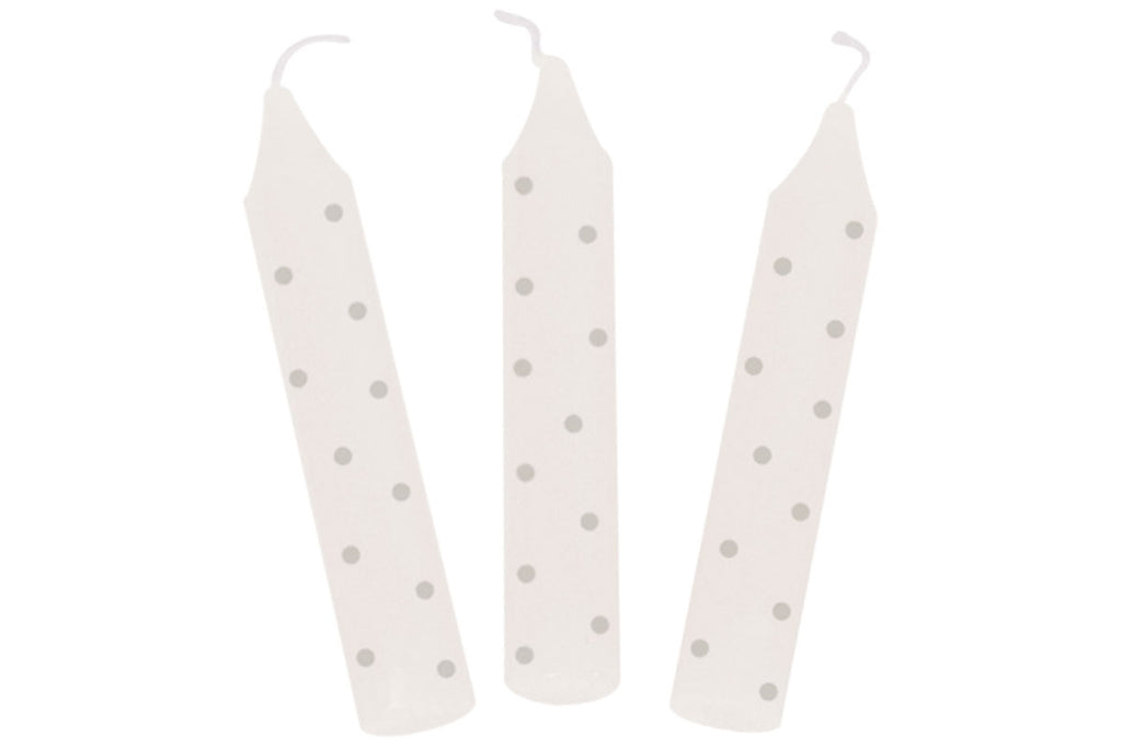 Bougies d'anniversaire Goki, lot de 10, à pois gris