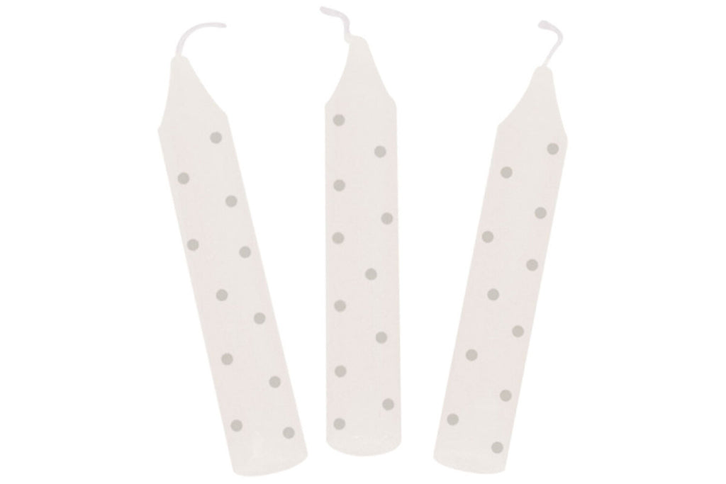 Bougies d'anniversaire Goki, lot de 10, à pois gris