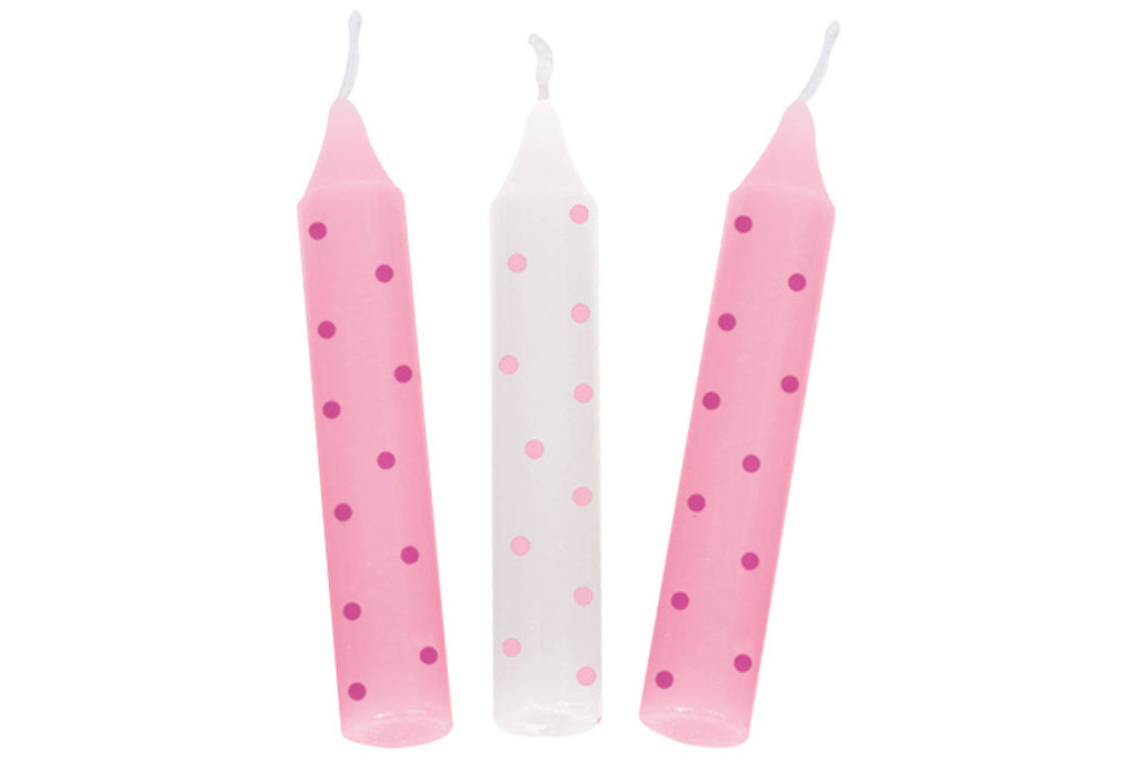 Bougies d'anniversaire Goki, lot de 10, à pois roses