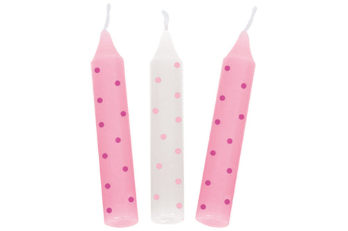 Bougies d'anniversaire Goki, lot de 10, à pois roses