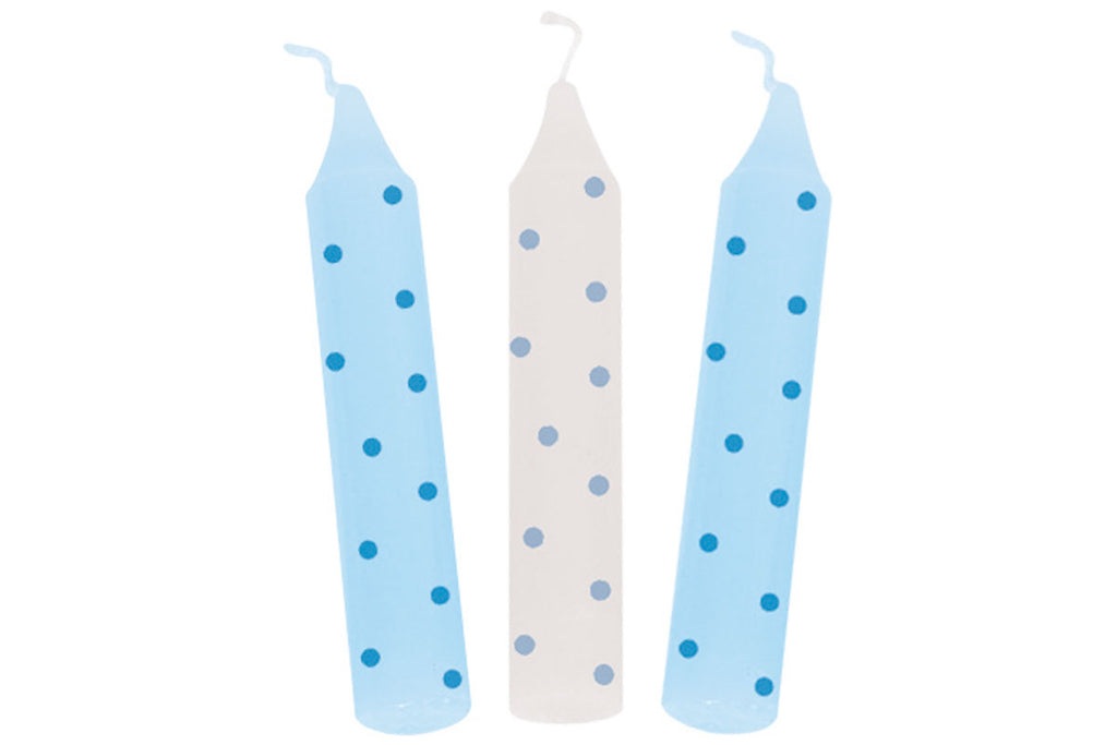 Bougies d'anniversaire Goki, lot de 10, à pois bleus