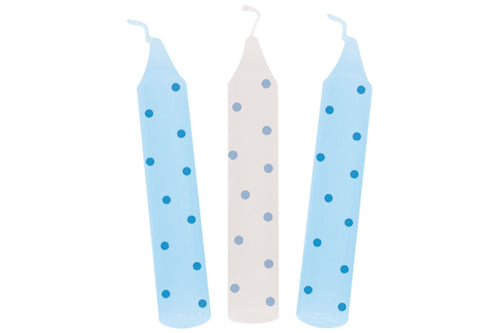 Bougies d'anniversaire Goki, lot de 10, à pois bleus
