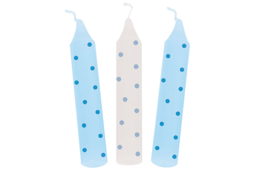 Bougies d'anniversaire Goki, lot de 10, à pois bleus