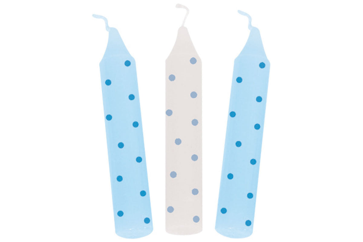 Bougies d'anniversaire Goki, lot de 10, à pois bleus