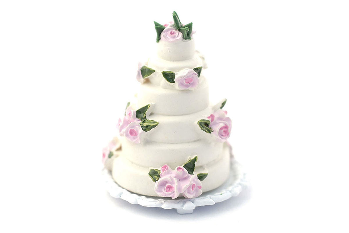 Dolls House Miniatur Hochzeitstorte mit Rosen