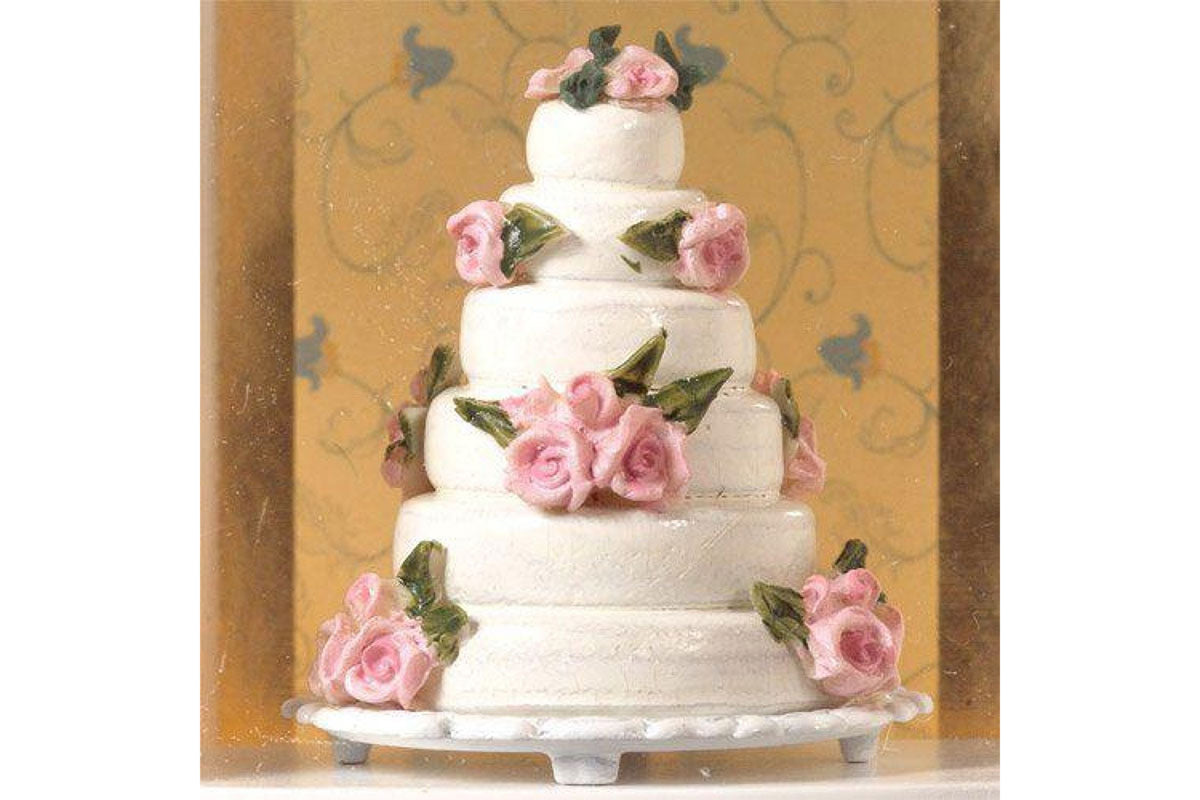 Dolls House Miniatur Hochzeitstorte mit Rosen