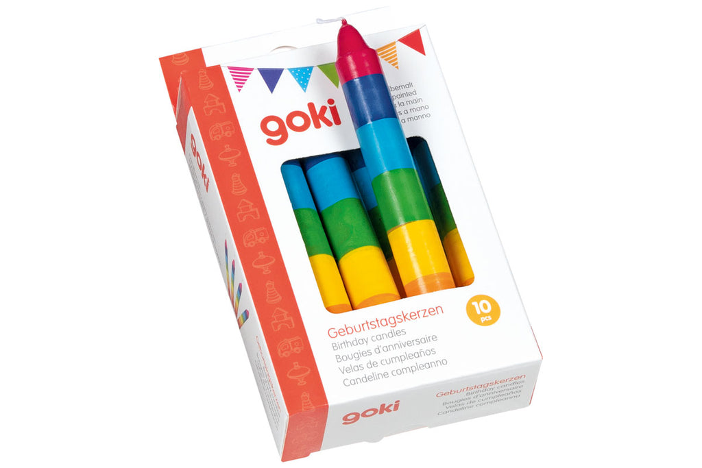 Bougies d'anniversaire Goki, lot de 10, couleurs assorties