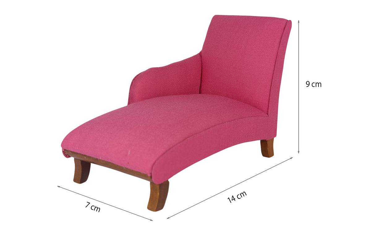 Dolls House 7232 Chaise Longue Pouf Sofa Rose 1:12 pour Maison de Poupée Neuf !