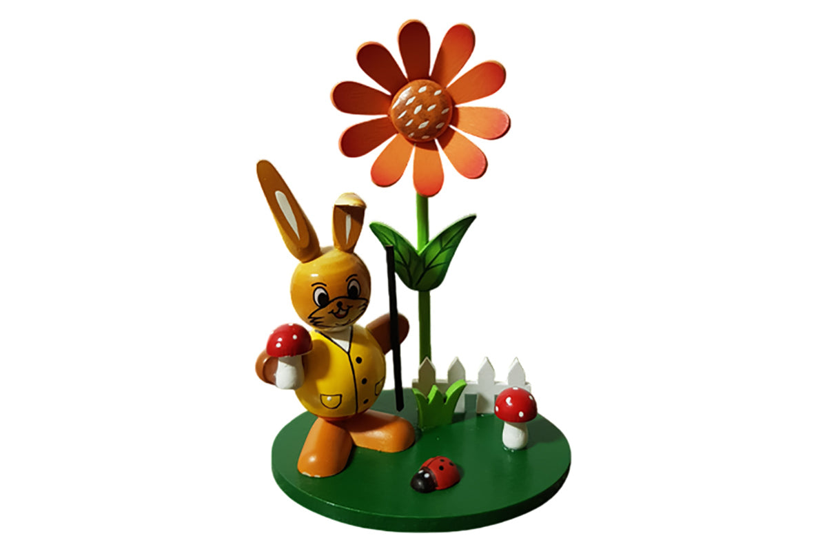 Schulte Kugelhase mit Blume gelb mit Pilz Osterdekoration