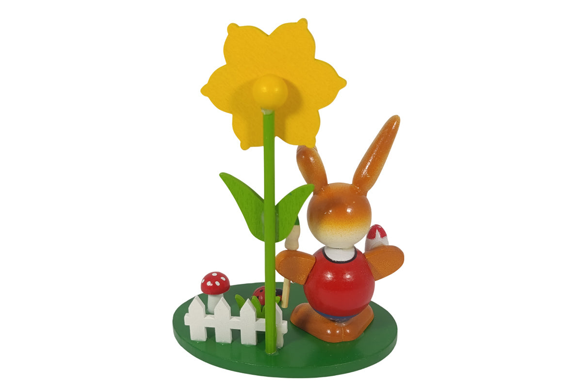 Schulte Kugelhase mit Blume rot mit Pinsel Osterdekoration