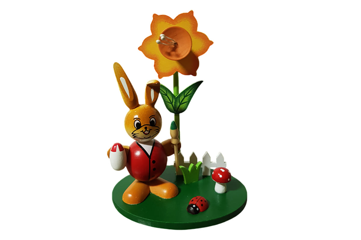 Schulte Kugelhase mit Blume rot mit Pinsel Osterdekoration