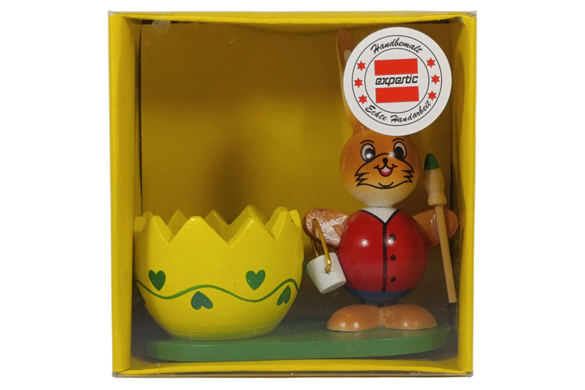 Schulte Kugelhase mit gelben Eierbecher und Farbeimer Osterdekoration
