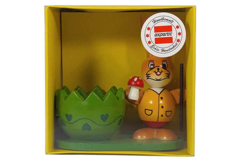 Schulte Kugelhase mit grünem Eierbecher und Pilz Osterdekoration