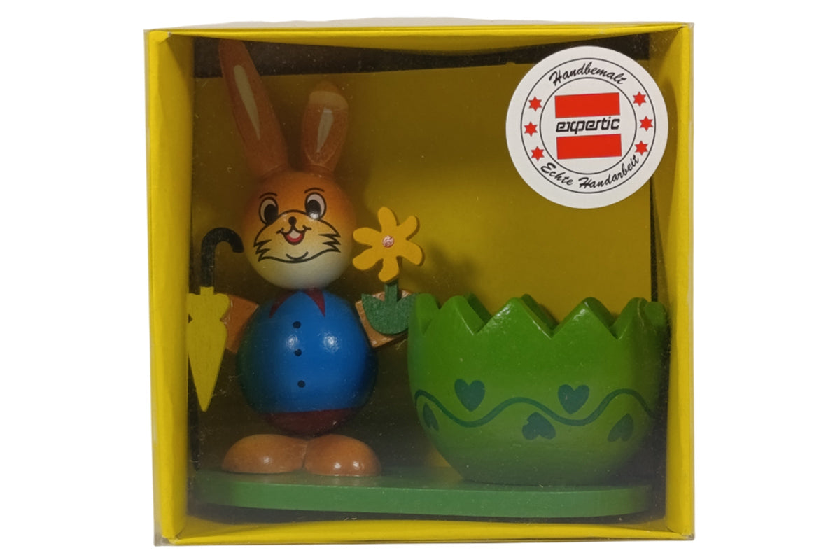 Schulte Kugelhase mit grünem Eierbecher und Regenschirm Osterdekoration