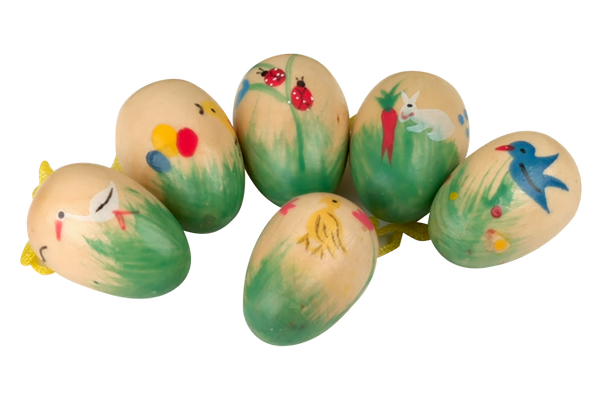 Décorations de sapin de Noël Schulte, œufs colorés avec prairie (lot de 6), décoration de Pâques