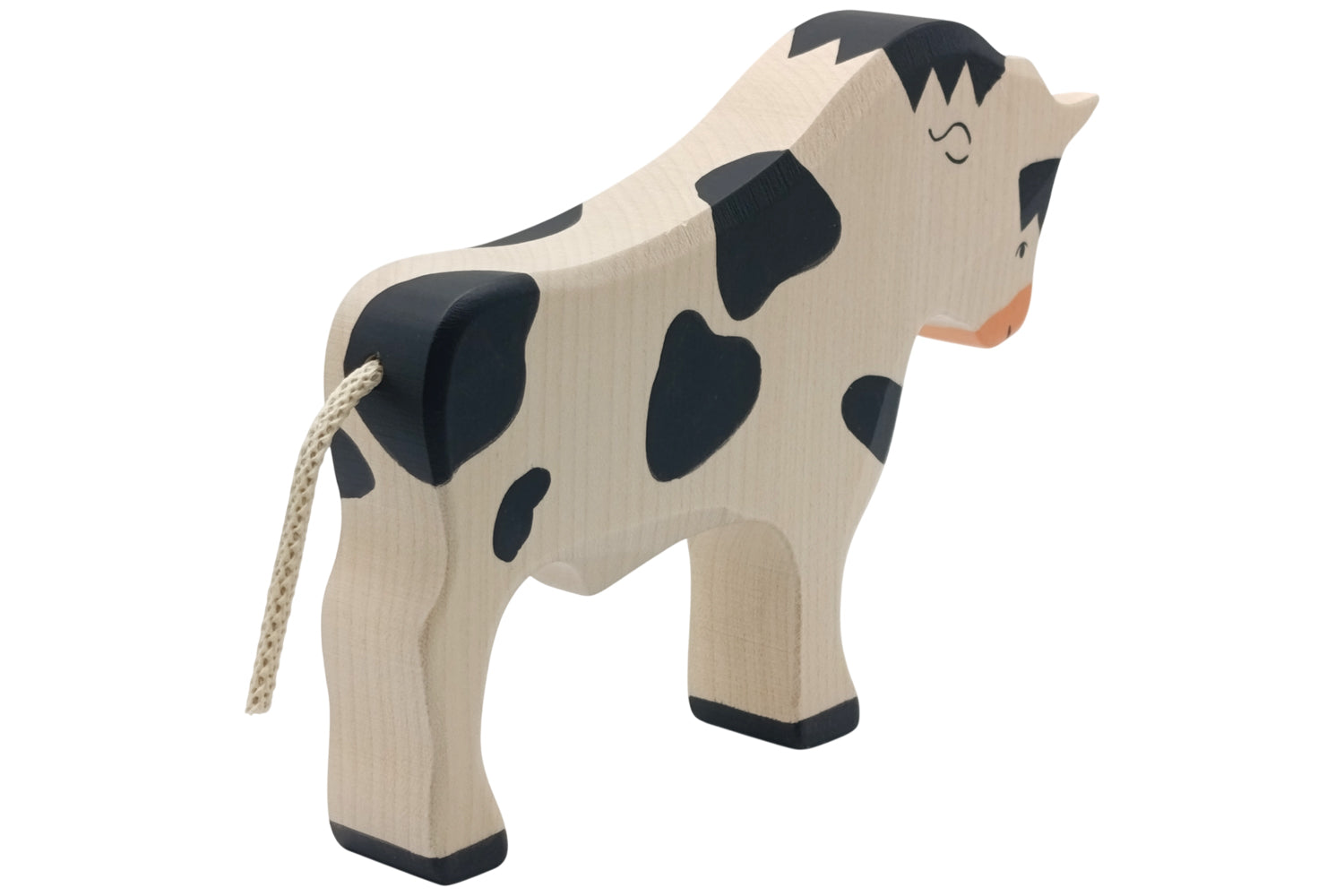 Holztiger Stier stehend schwarz/weiß