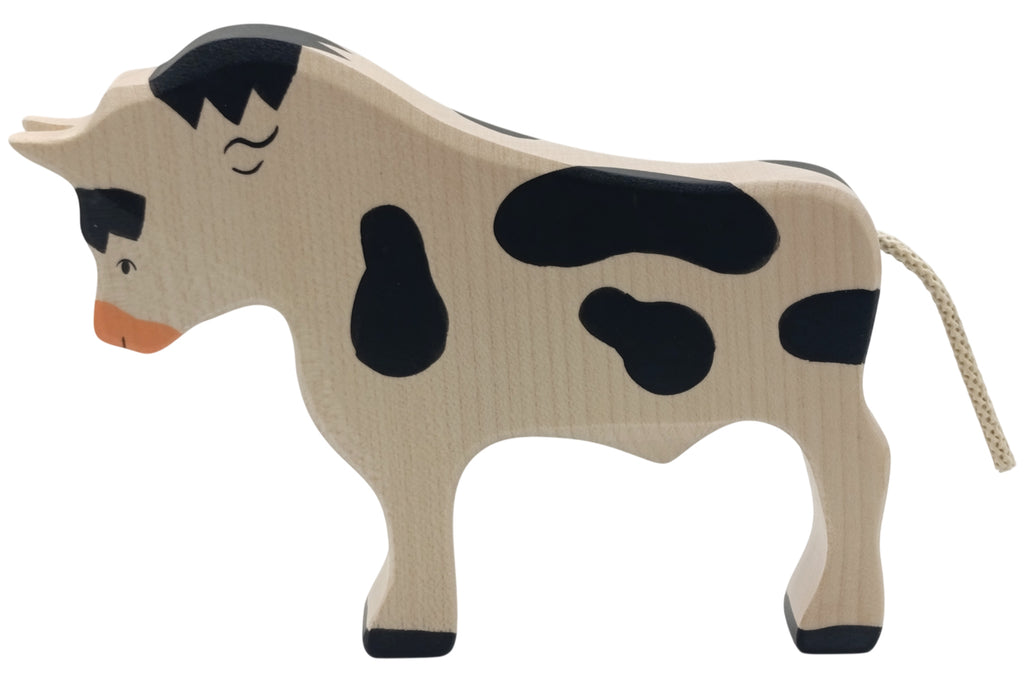Holztiger Stier stehend schwarz/weiß