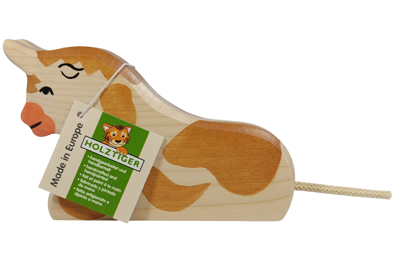 Holztiger Stier liegend braun