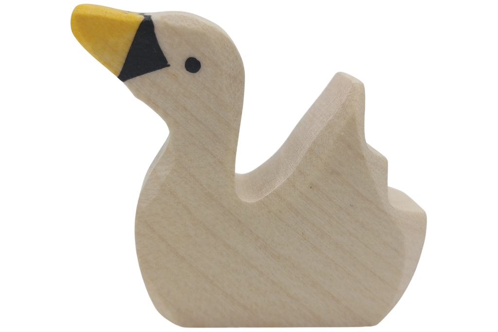 Holztiger Schwan klein schwimmend