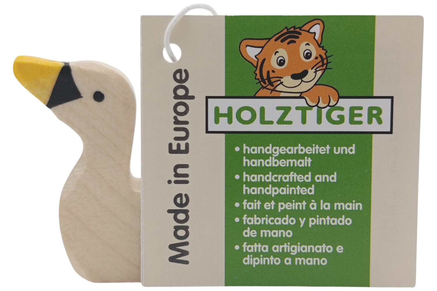 Holztiger Schwan klein schwimmend