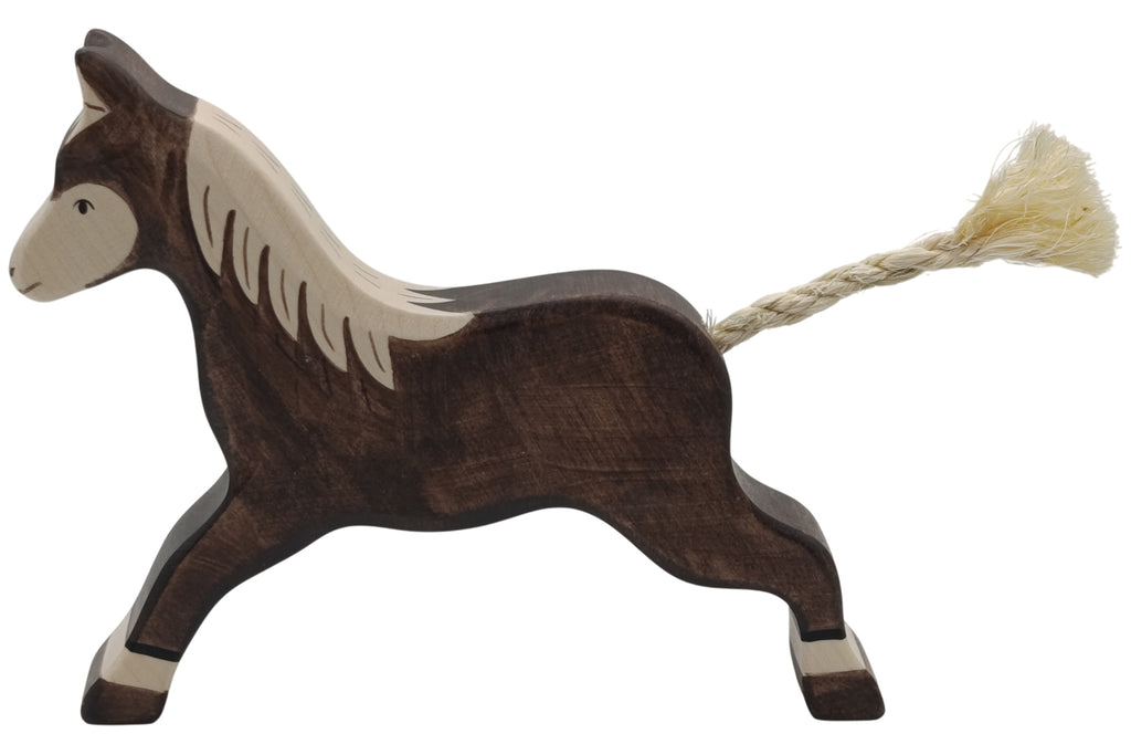Holztiger Pferd dunkelbraun laufend
